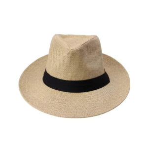 Hot Fashion Summer Casual Unisex Beach Trilby Large Brim Jazz Sun Hat Panama Hat Paper Straw Women Men Cap With Black Ribbon