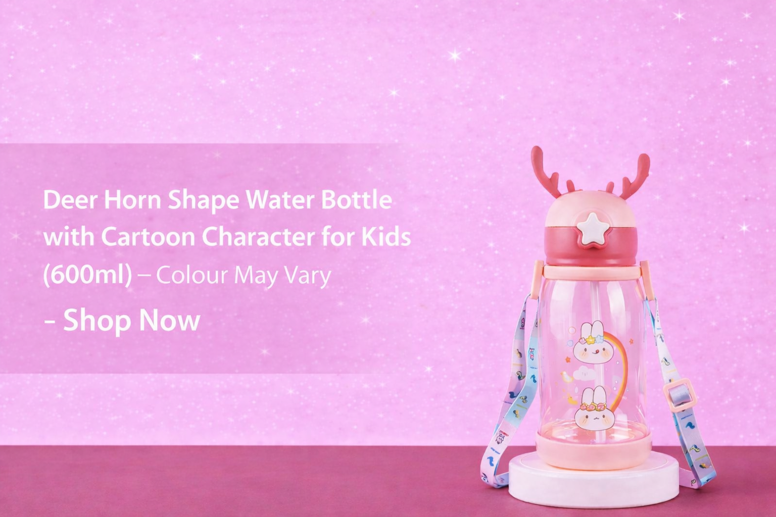 Deer Horn Shape Water Bottle with Cartoon Character for Kids
