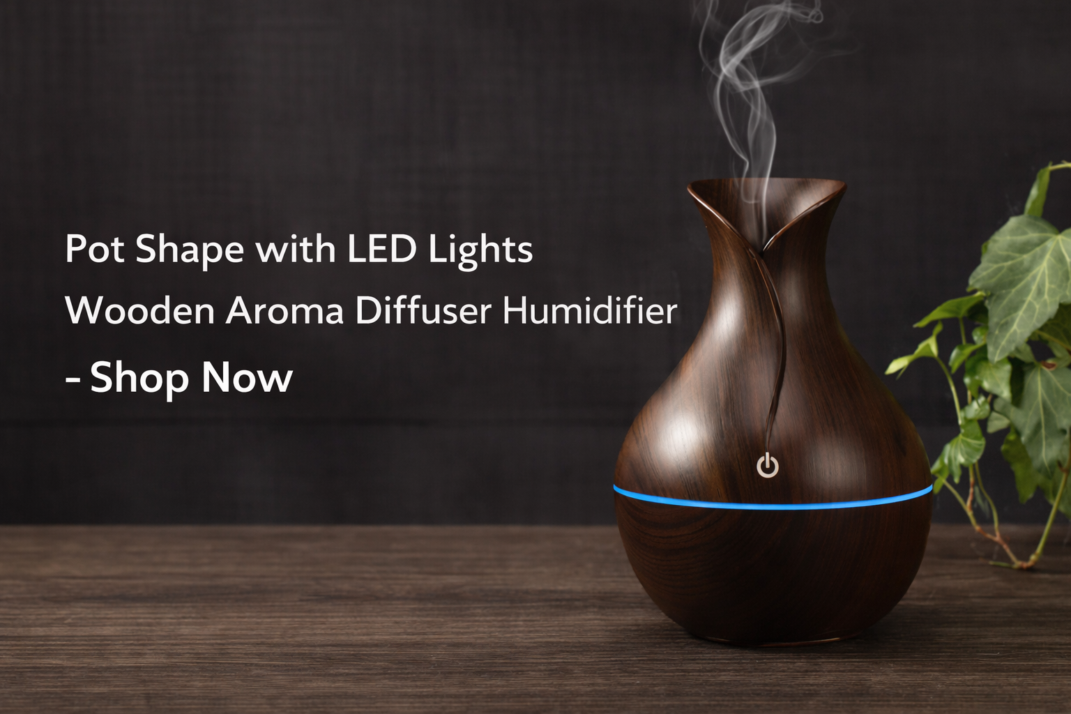 Pot Shape with LED Lights Wooden Aroma Diffuser Humidifier